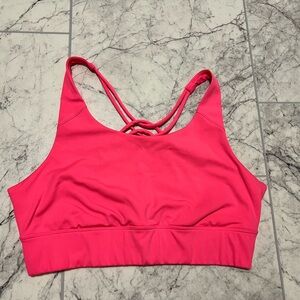 Vibrant Pink Sports Bra with Crisscross Back